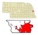 Douglas County Nebraska Incorporated and Unincorporated areas Omaha Highlighted